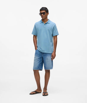 Karl Lagerfeld Monogram Linen Blend T-Shirt Coronet Blue