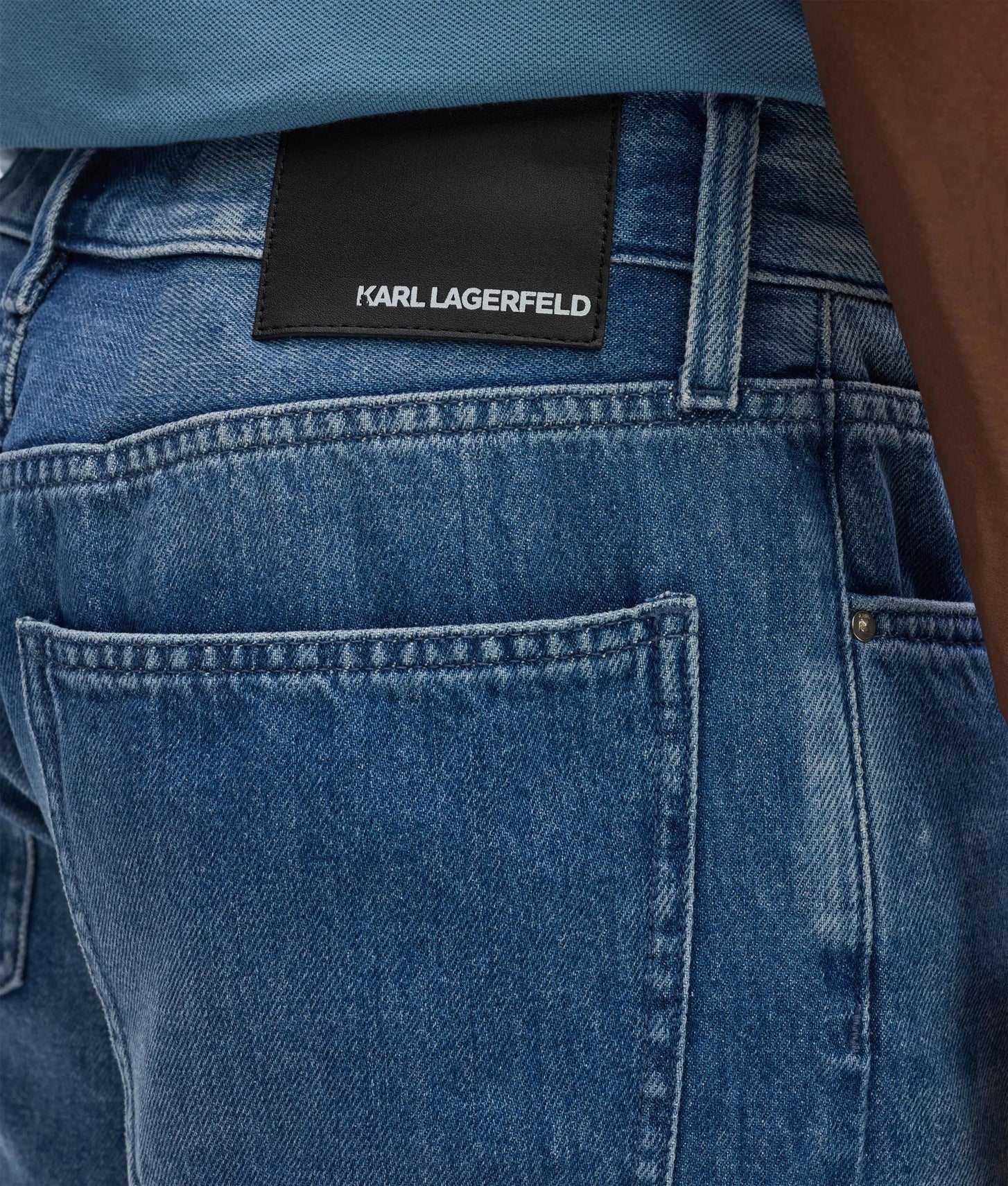 Karl Lagerfeld Straight Denim Shorts Washed Light Blue