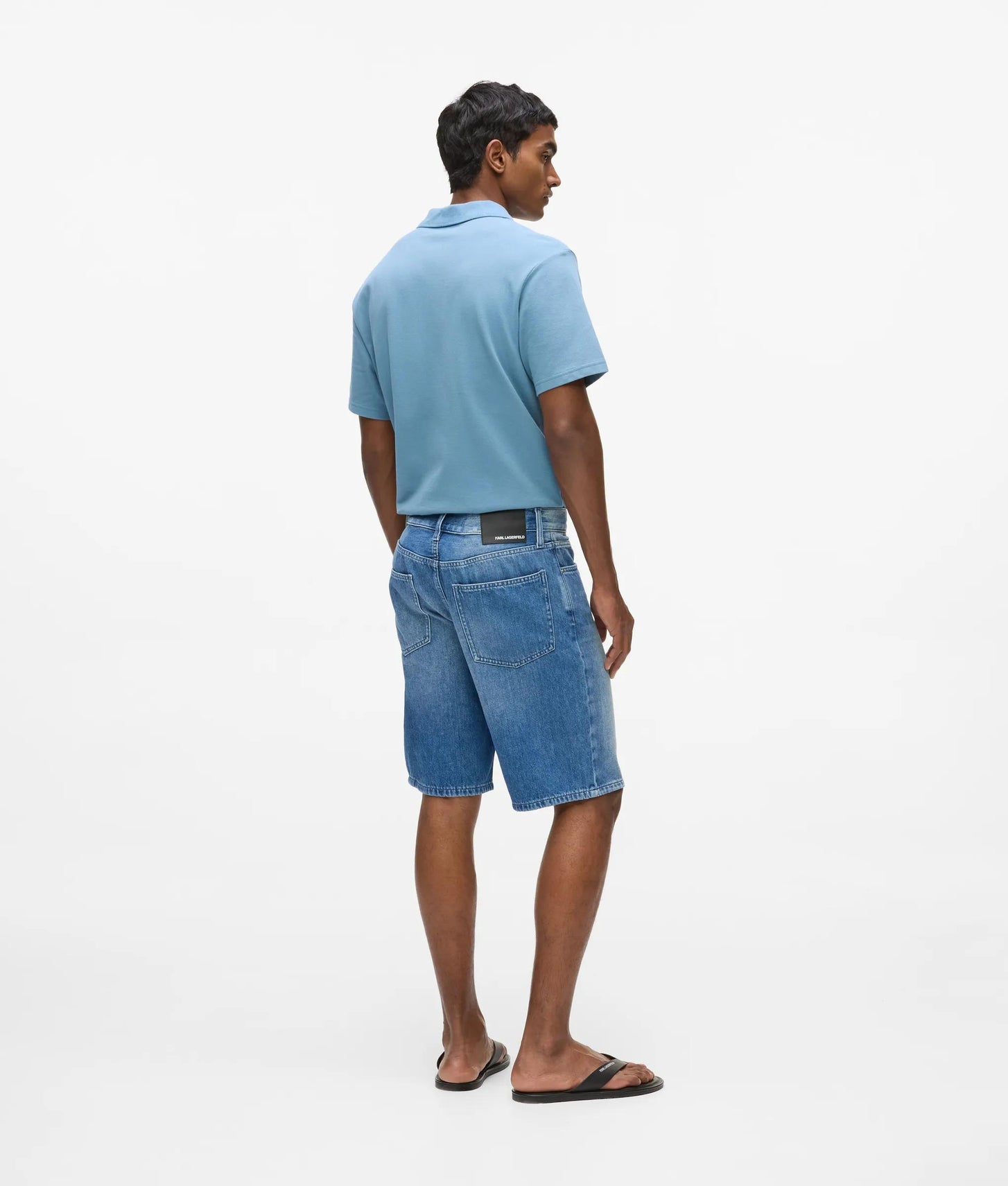 Karl Lagerfeld Straight Denim Shorts Washed Light Blue
