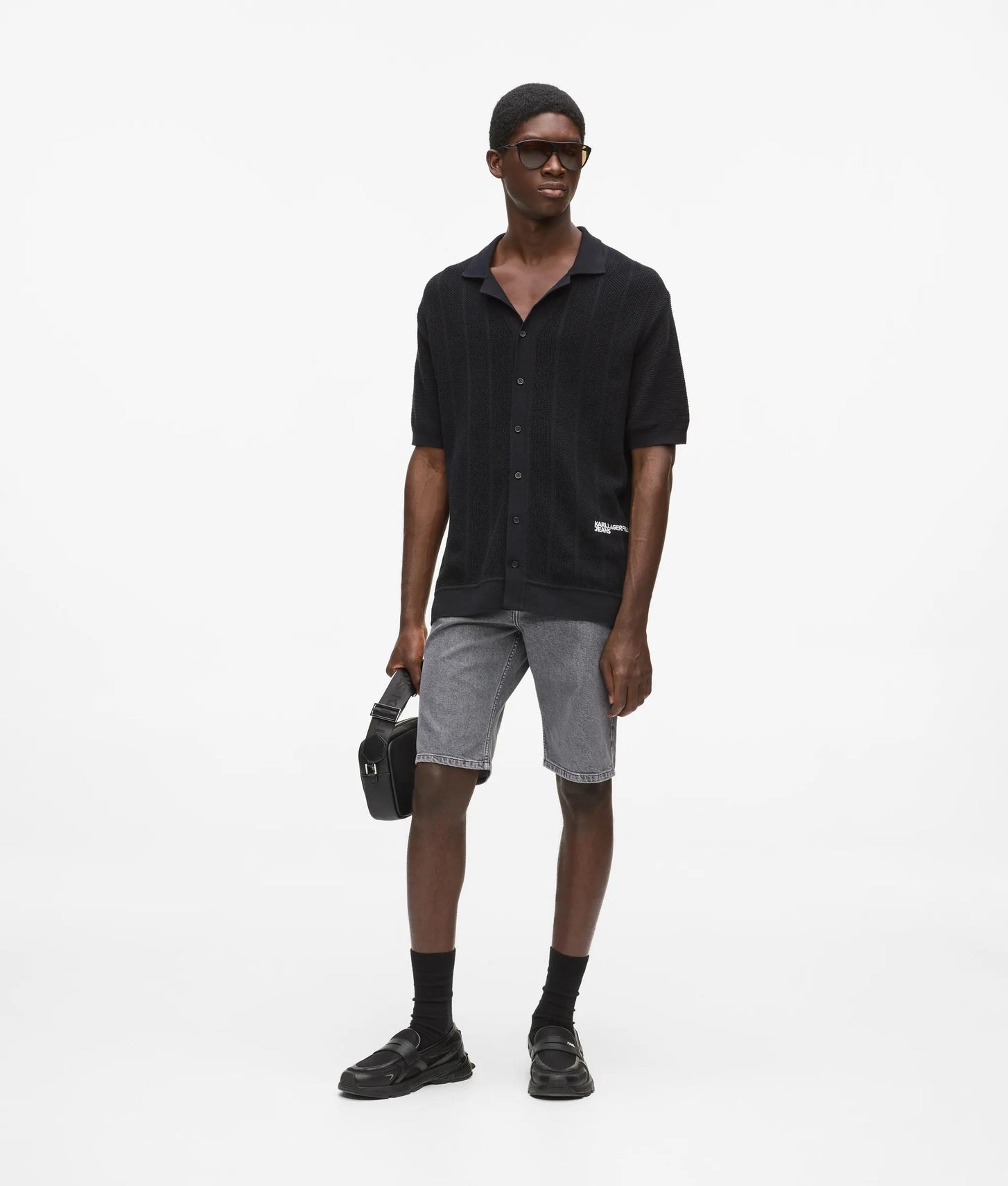 Karl Lagerfeld Slim Denim Shorts Washed Grey Denim