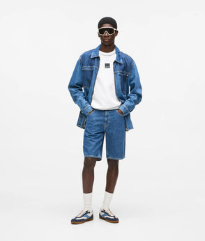 Karl Lagerfeld Two Tone Denim Overshirt Mid Blue Blocked