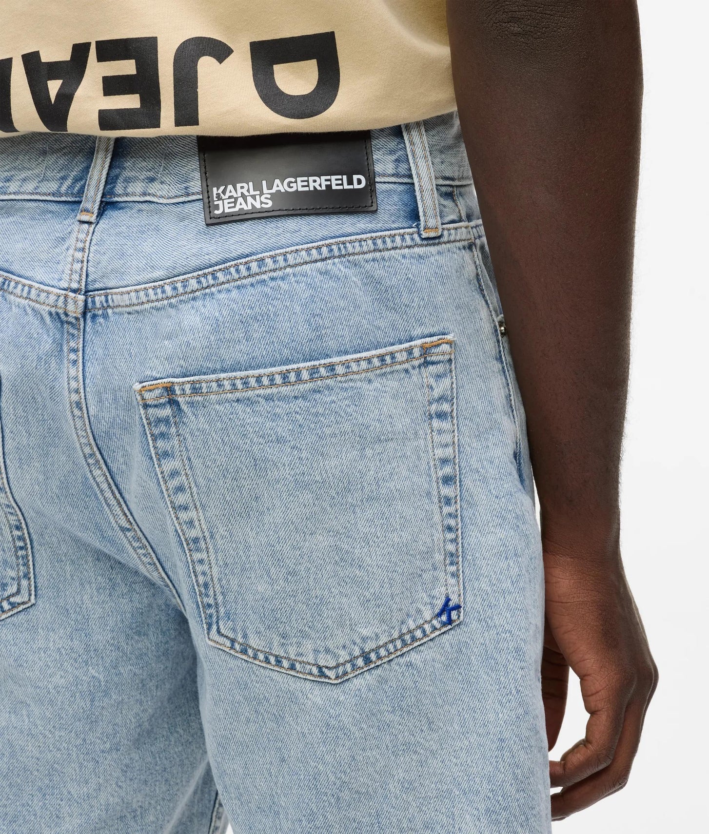 Karl Lagerfeld Distressed Relaxed Denim Shorts Visual Washed Blue Distressed