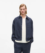 Karl Lagerfeld Linen Zip-Up Jacket Peacoat