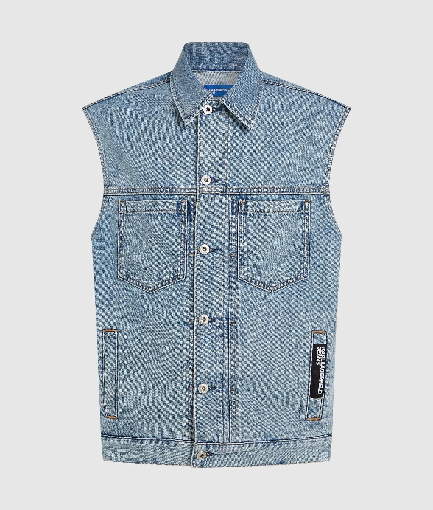 Karl Lagerfeld Relaxed Denim Vest Acid Light Blue