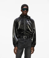 Karl Lagerfeld Shiny Hooded Bomber Jacket Black