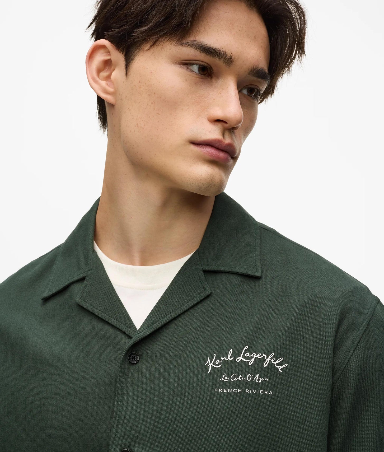 Karl Lagerfeld Short-Sleeved Côte D'Azur Shirt Deep Forest