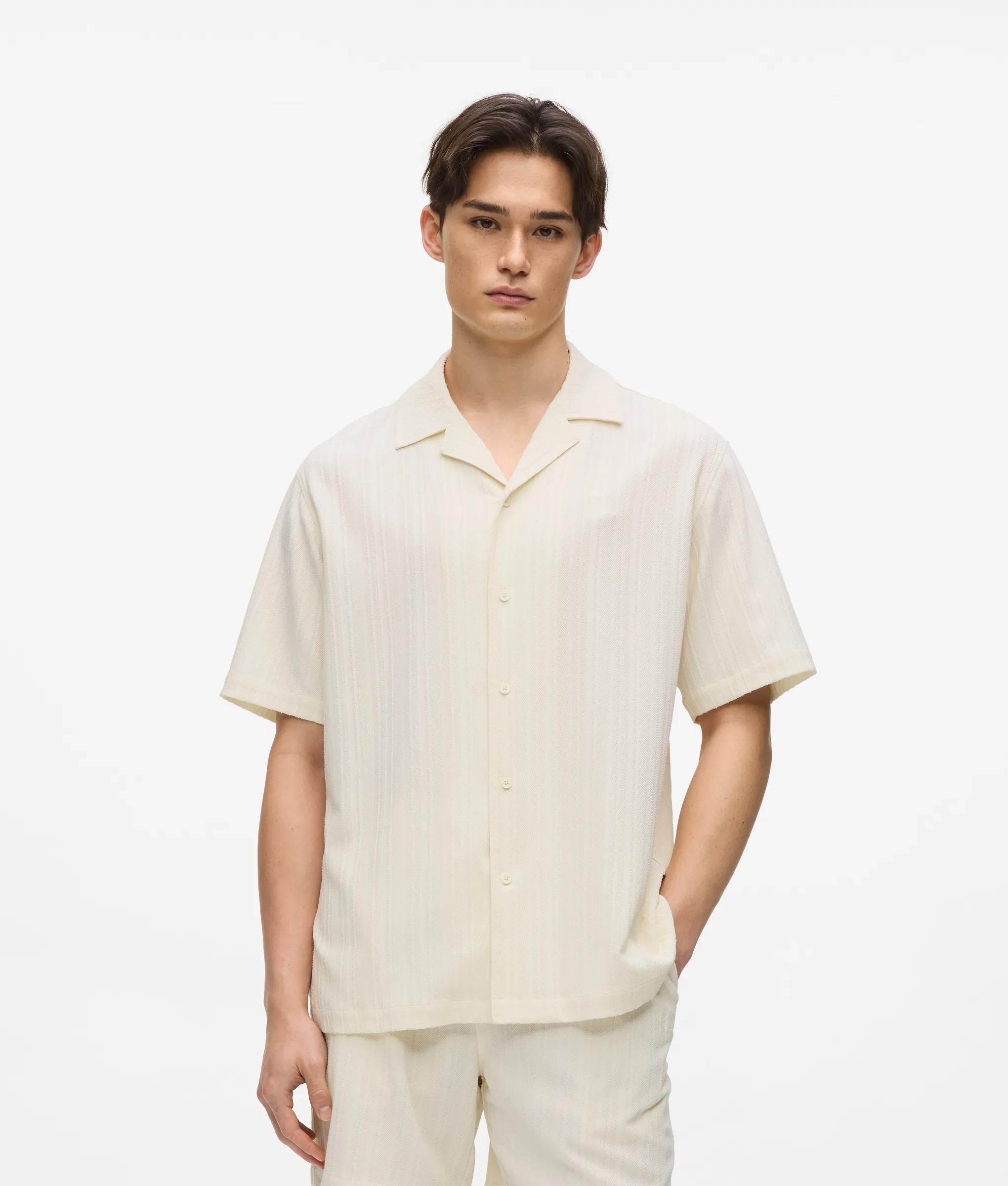 Karl Lagerfeld Textured Short-Sleeved Shirt Cannoli Cream