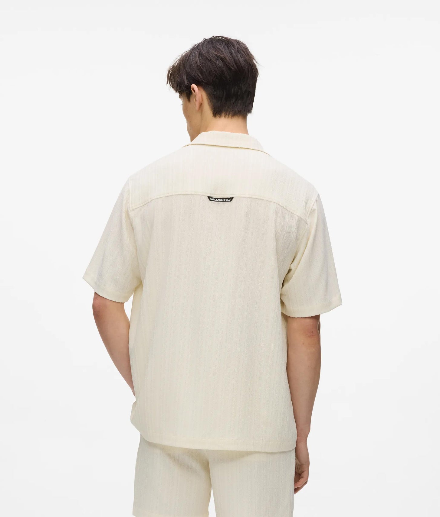 Karl Lagerfeld Textured Short-Sleeved Shirt Cannoli Cream