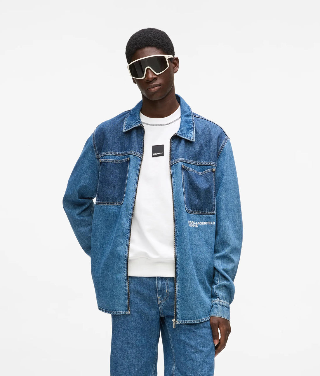 Karl Lagerfeld Bleached Relaxed Jeans White/Blue