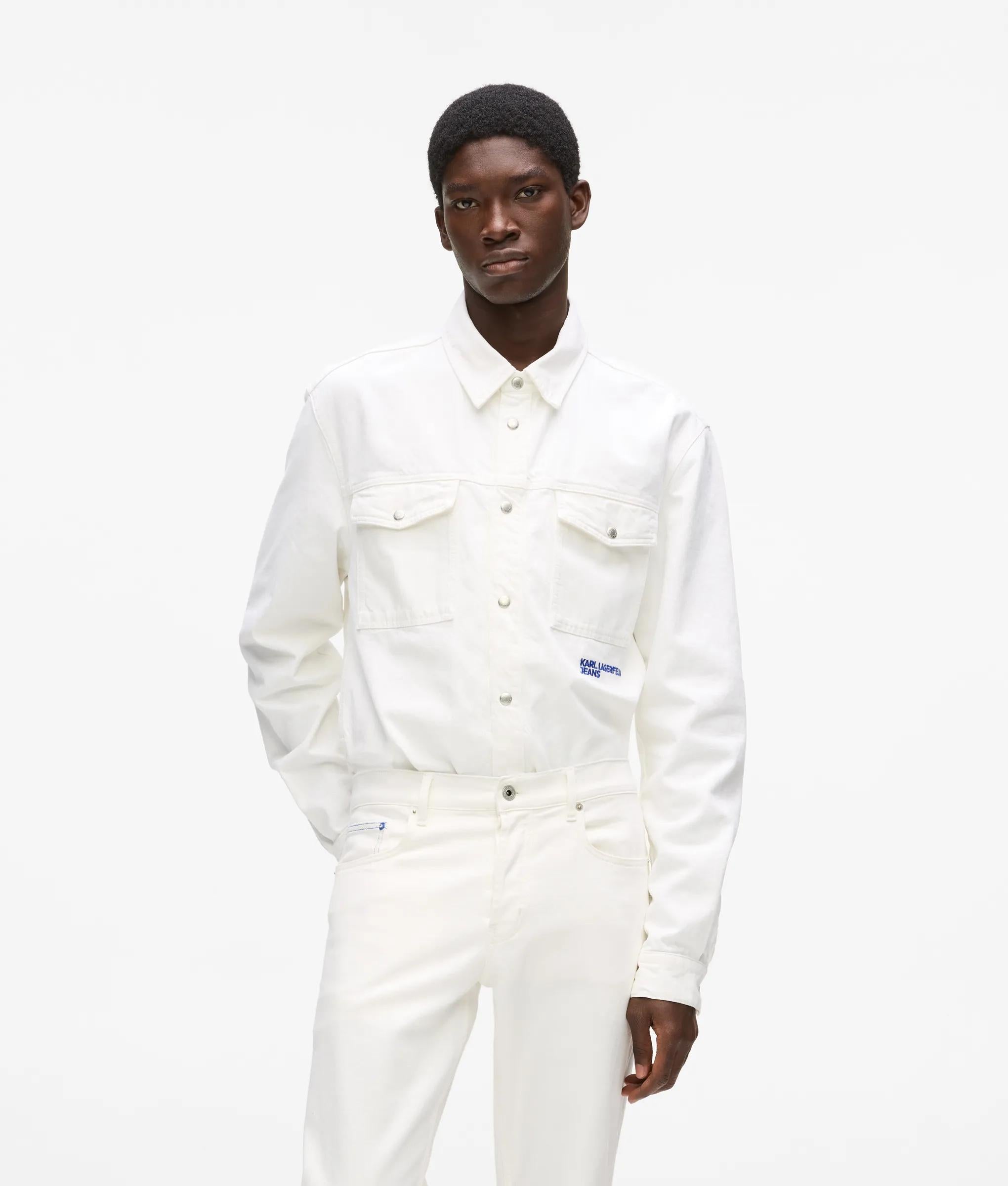 Karl Lagerfeld Graphic Karl Print Denim Overshirt White