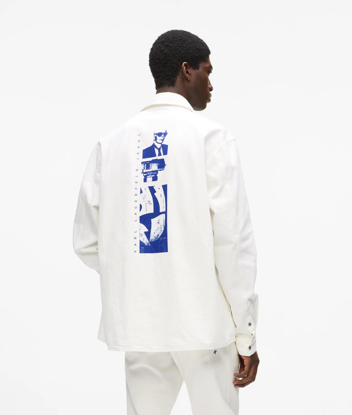 Karl Lagerfeld Graphic Karl Print Denim Overshirt White