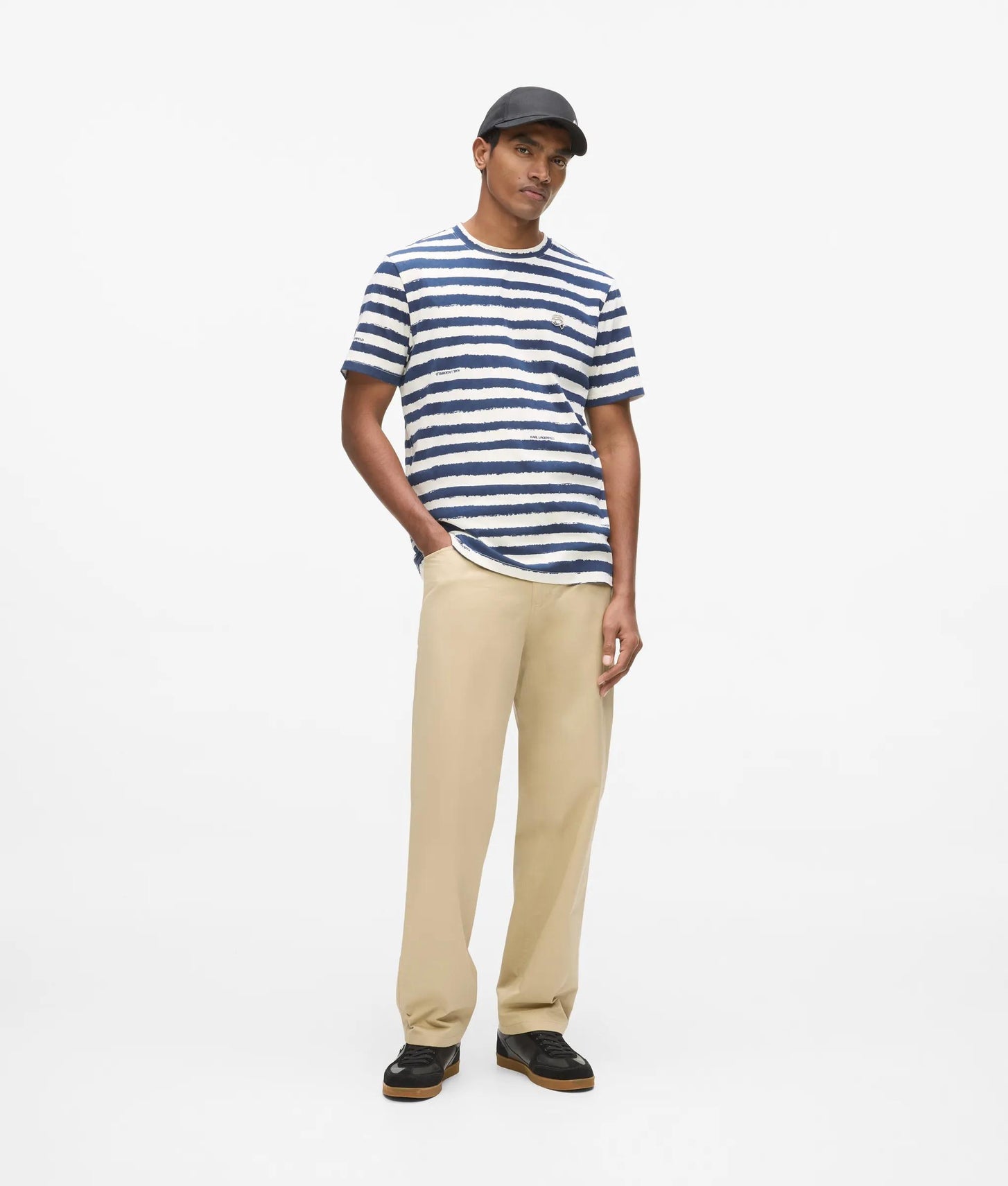 Karl Lagerfeld Ikon Striped T-Shirt Cannoli Cream