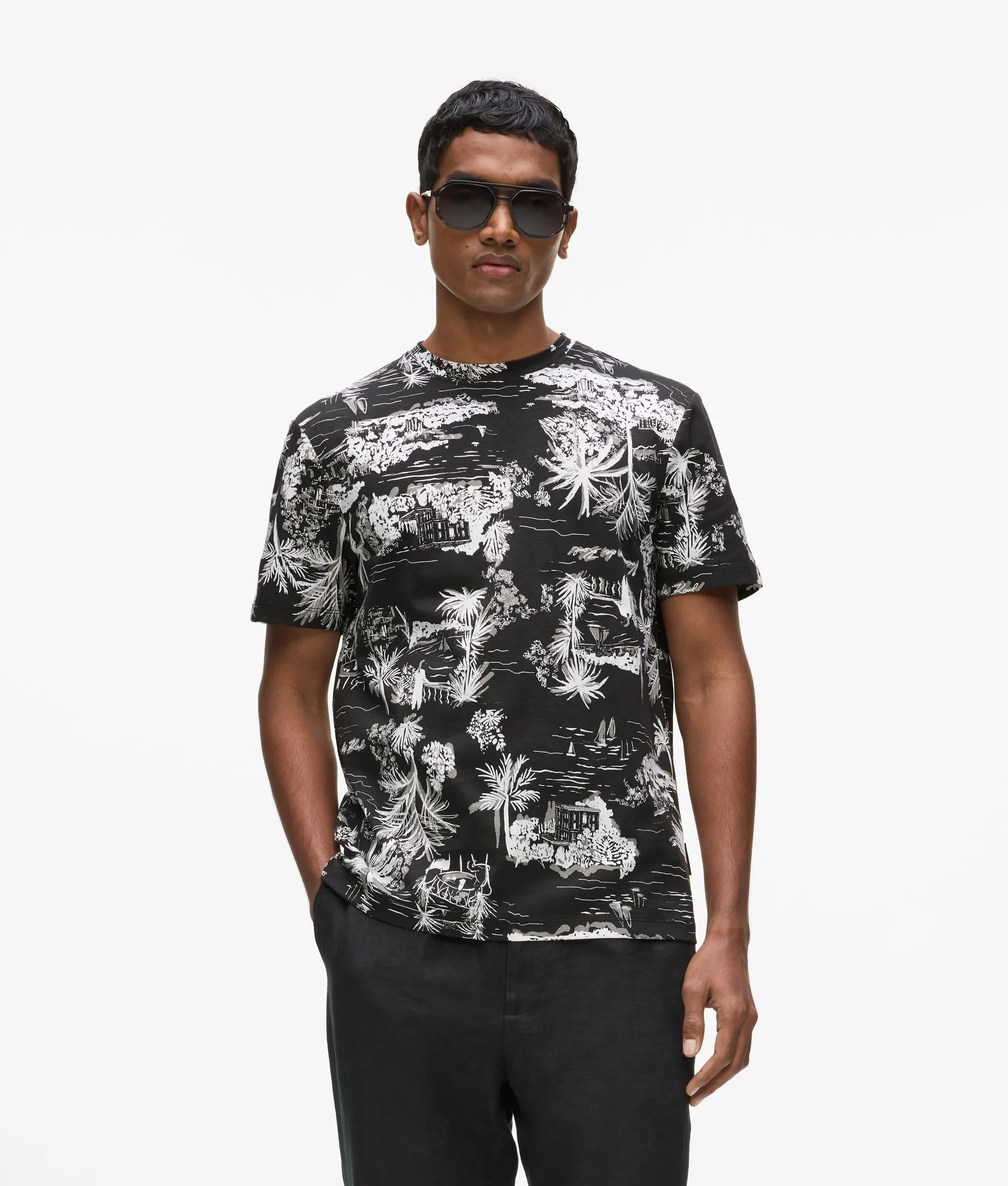 Karl Lagerfeld Villa La Vigie Print T-Shirt Black