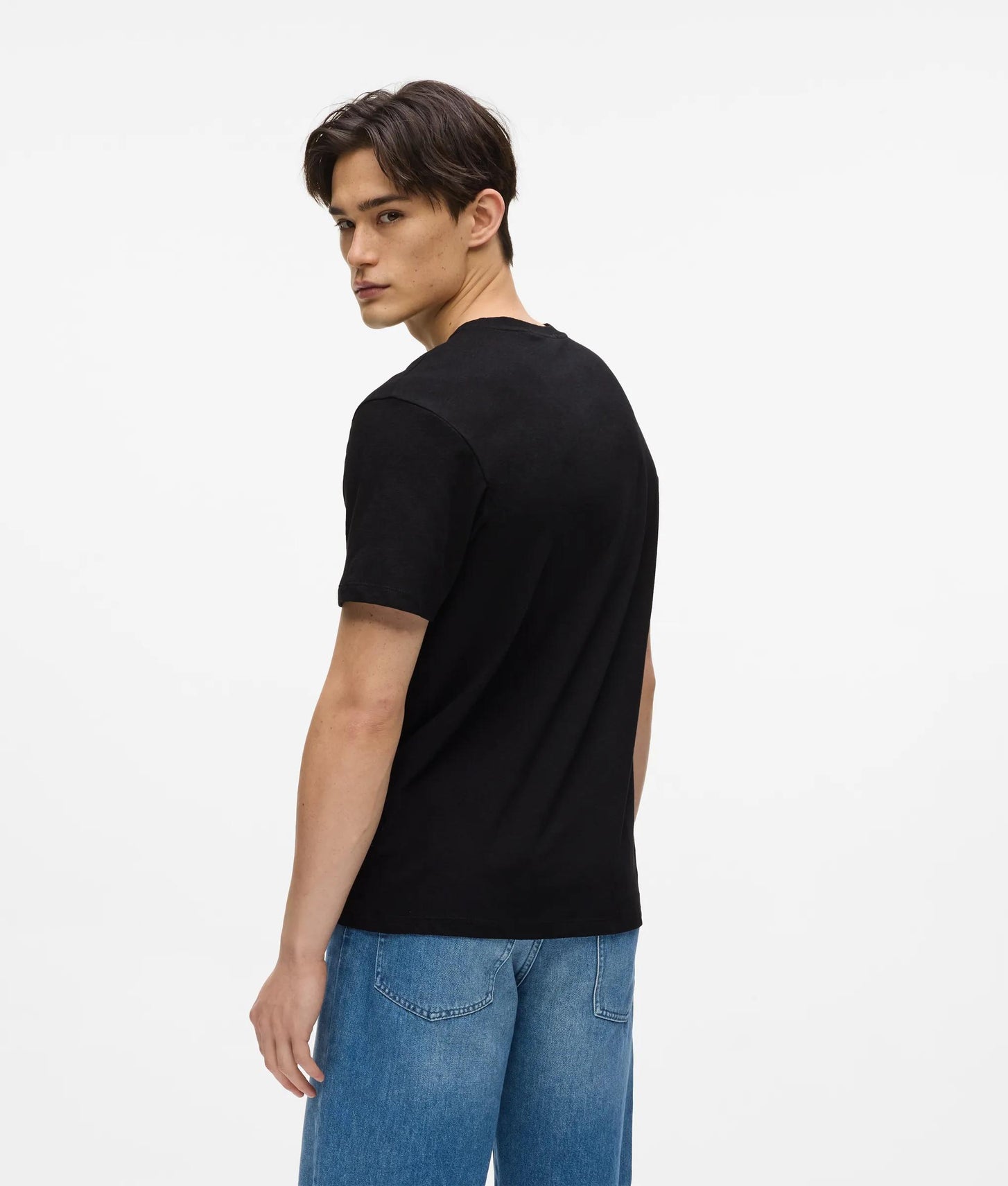 Karl Lagerfeld Monogram Linen Blend T-Shirt Black