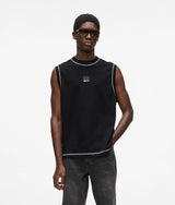 Karl Lagerfeld Relaxed Contrast Stitch Tank Top Black