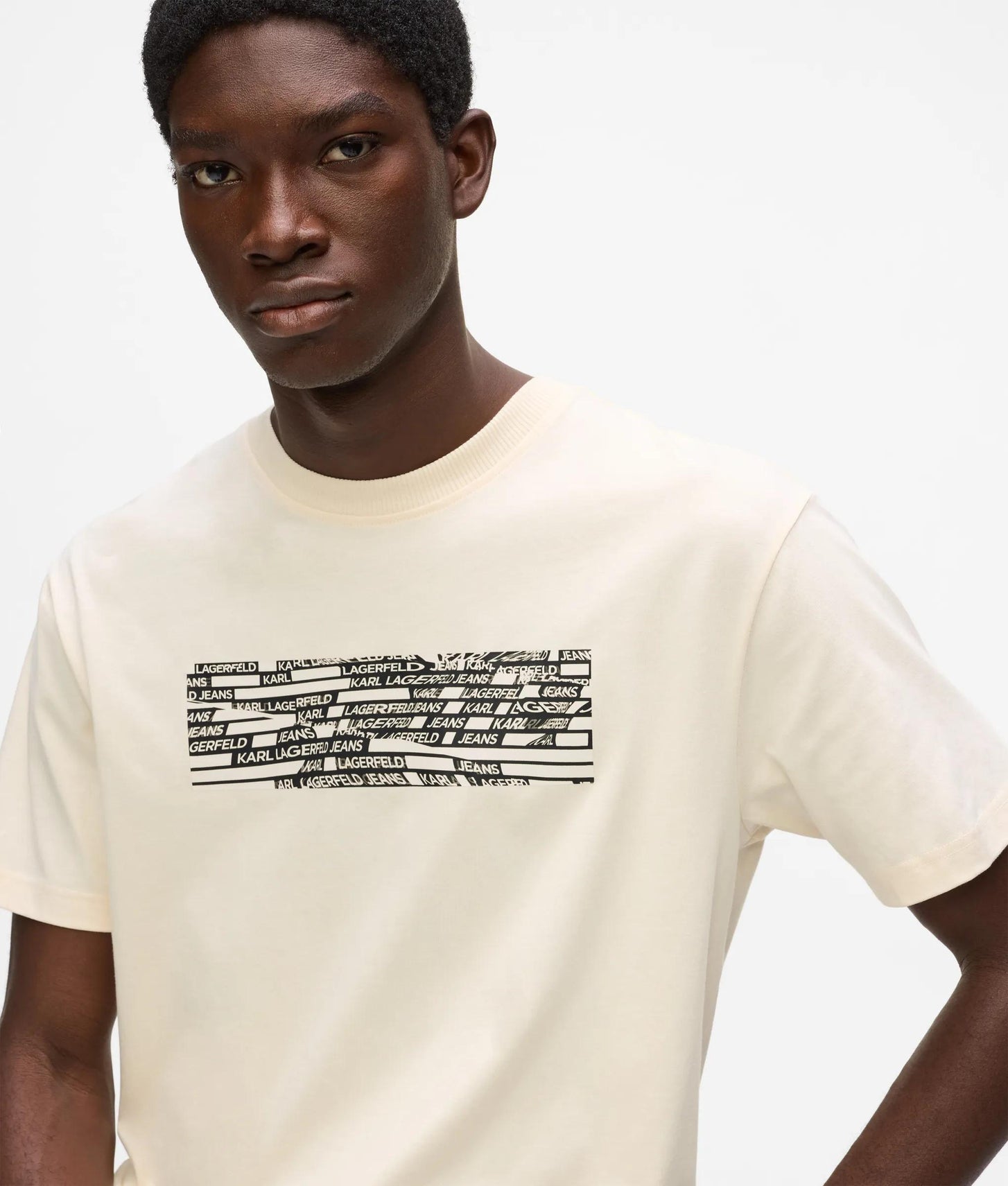 Karl Lagerfeld Stripe Logo T-Shirt Whitecap Grey