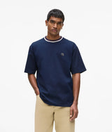 Karl Lagerfeld Ikon Striped Neck T-Shirt Medieval Blue