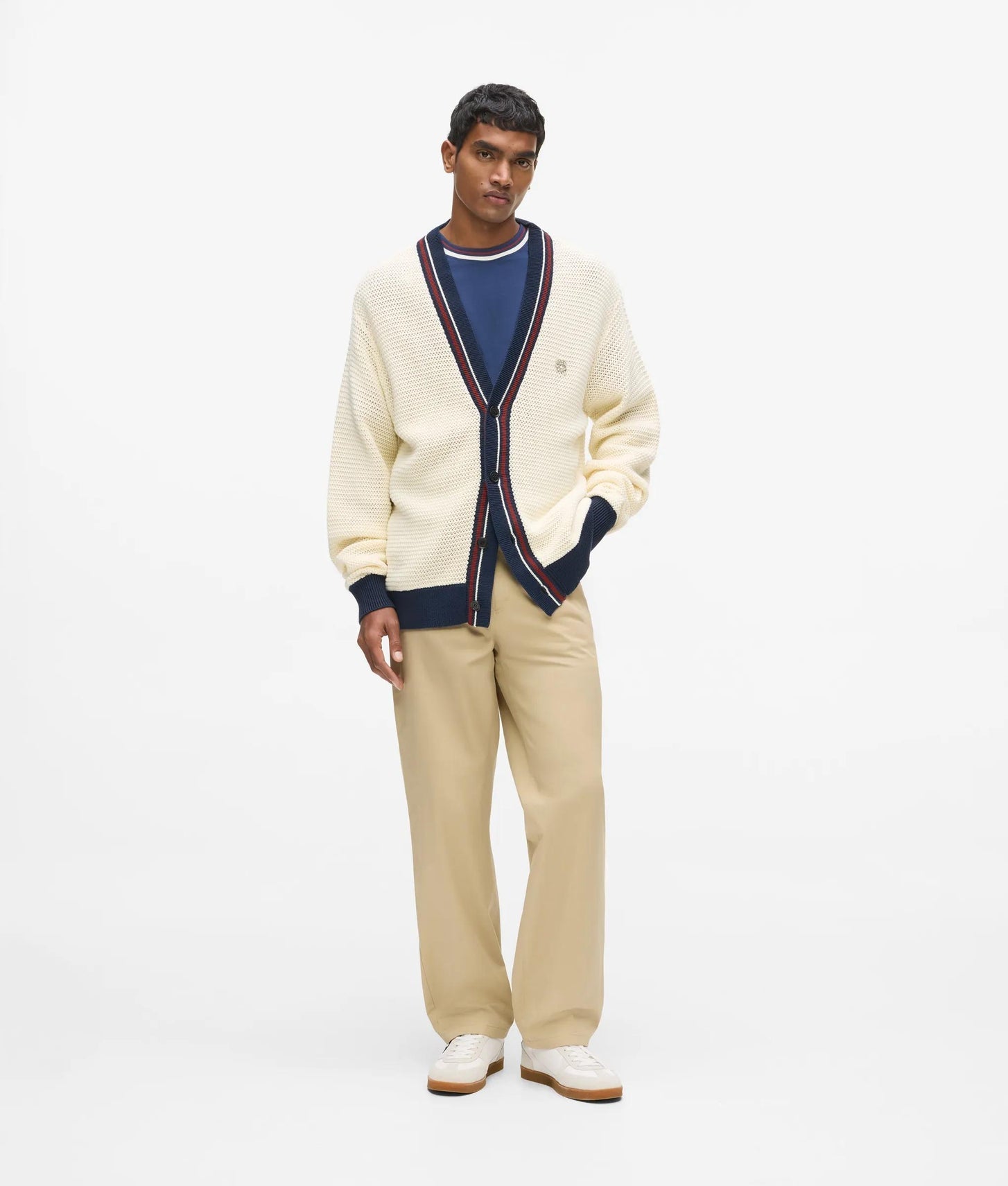 Karl Lagerfeld Ikon Textured Cardigan Cannoli Cream