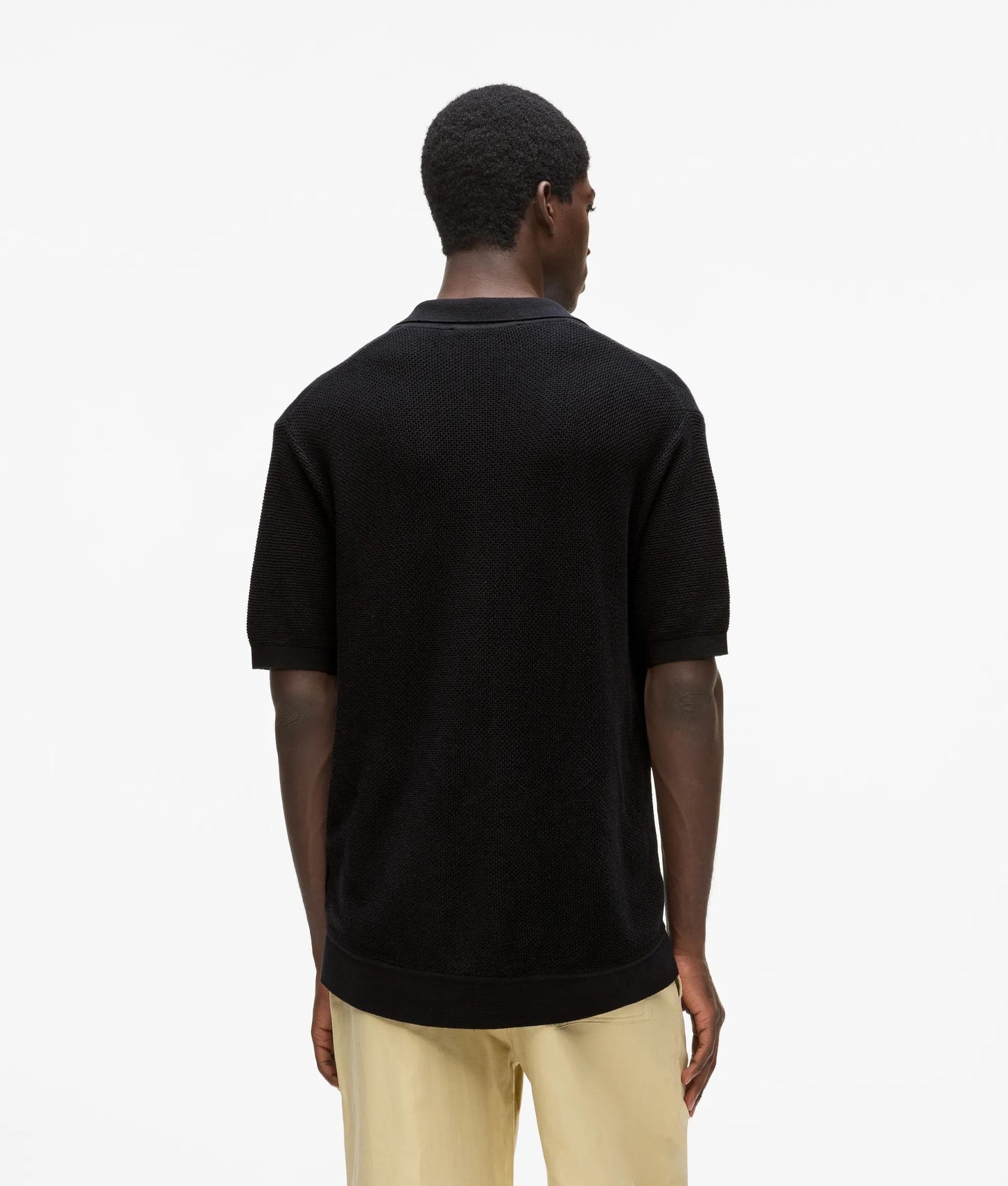 Karl Lagerfeld Short-Sleeved Knit Polo Shirt Black