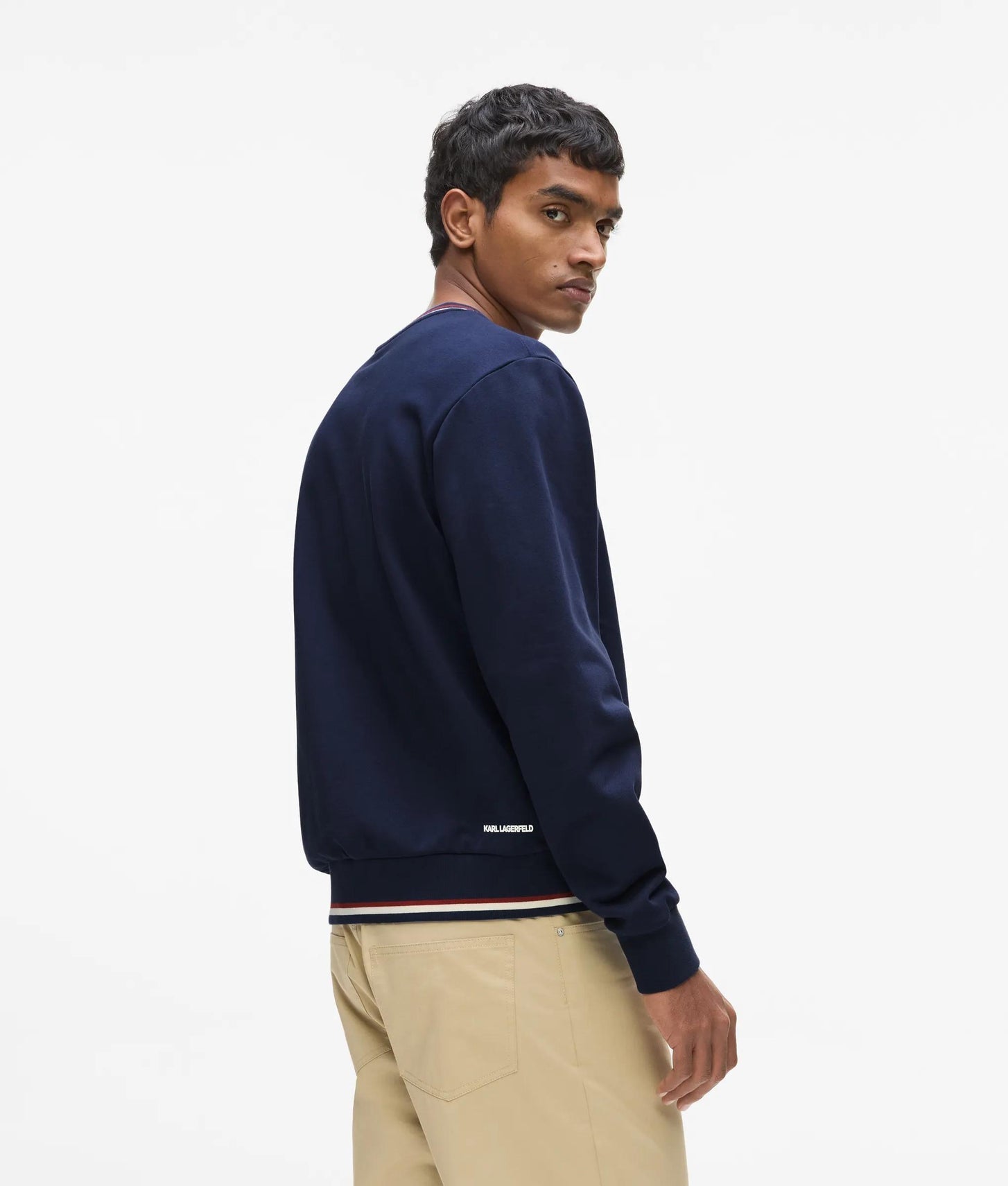 Karl Lagerfeld Ikon Stripe Detail Sweatshirt Medieval Blue