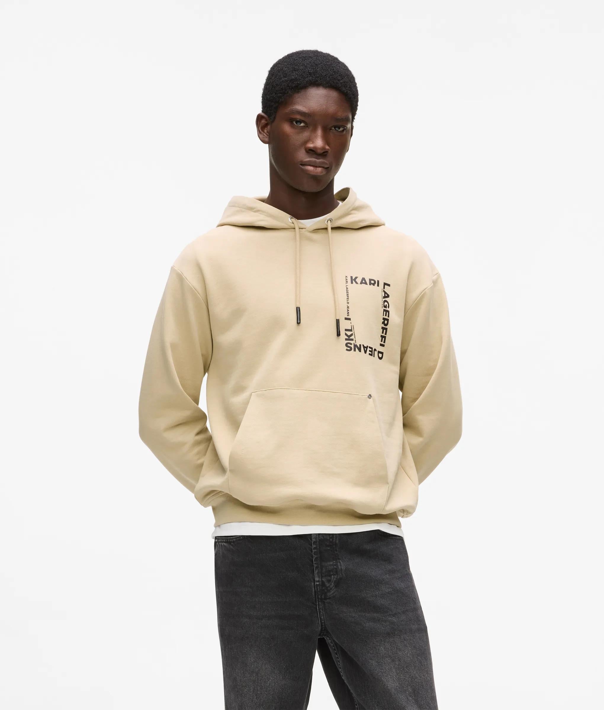 Karl Lagerfeld Frame Logo Hoodie Pale Khaki
