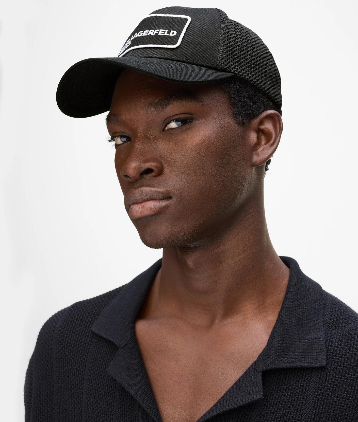 Karl Lagerfeld Logo Patch Trucker Cap Black