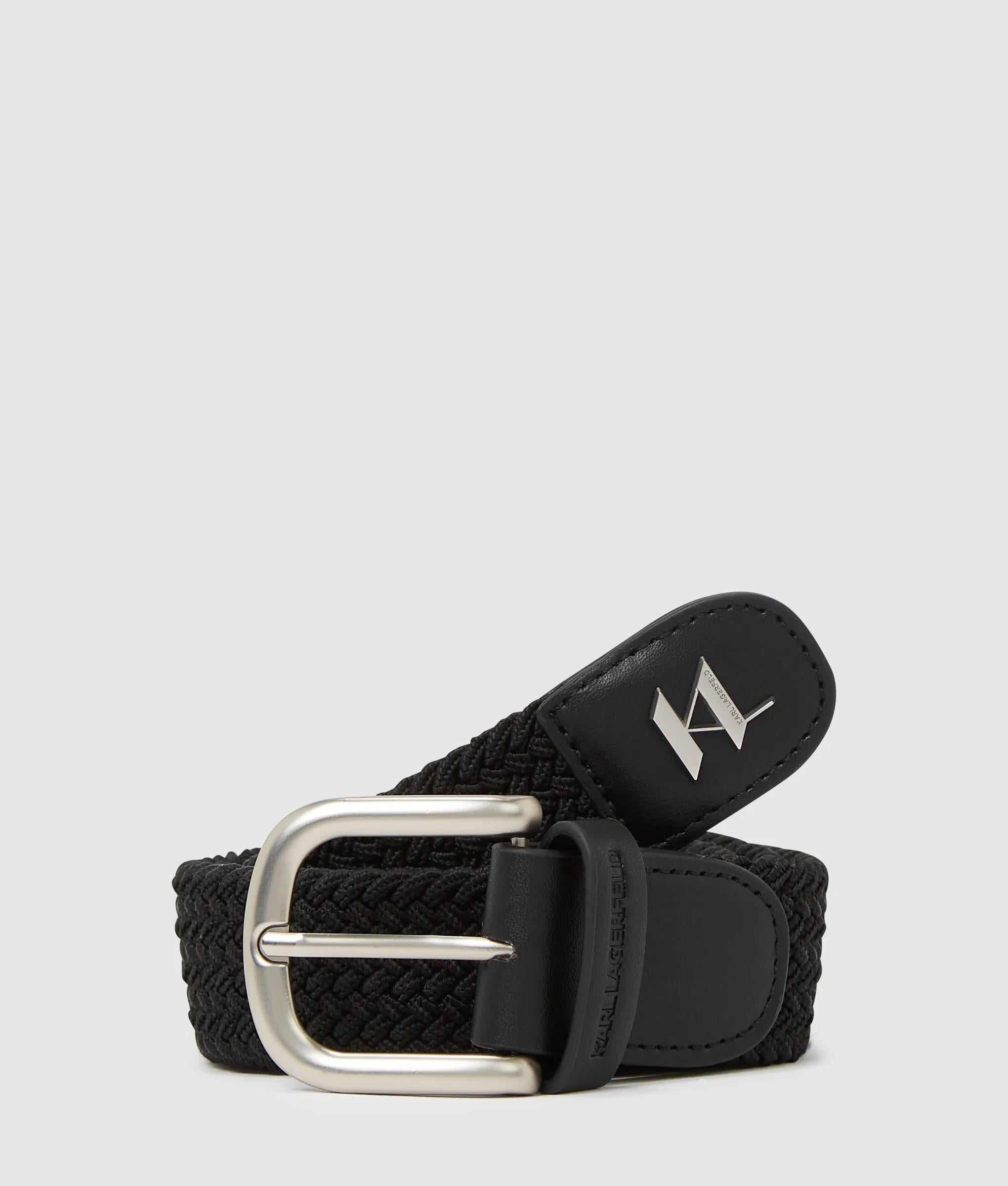 Karl Lagerfeld Monogram Woven Belt Black