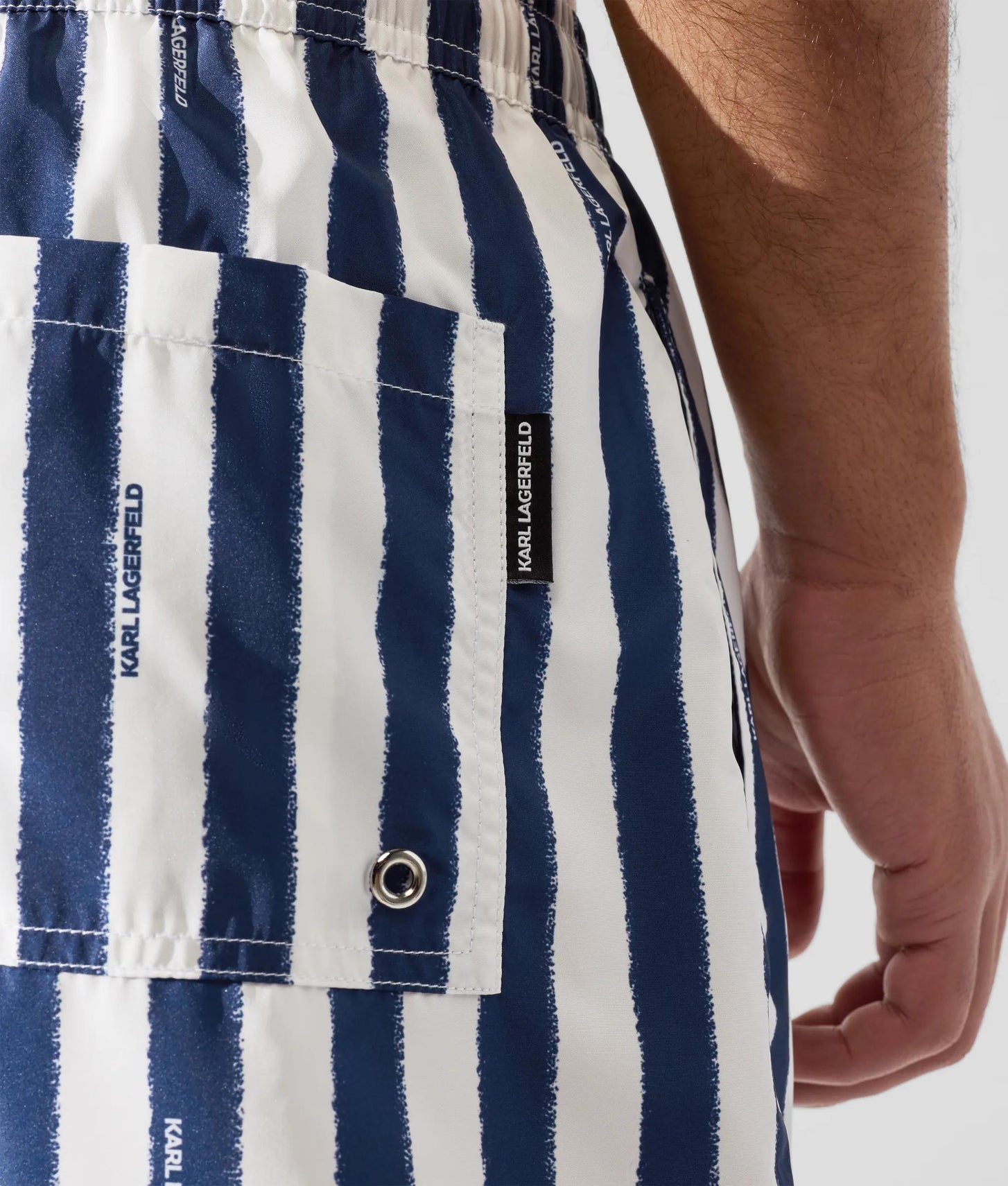 Karl Lagerfeld Striped Medium Boardshorts Painted Stripe Medieval Blue