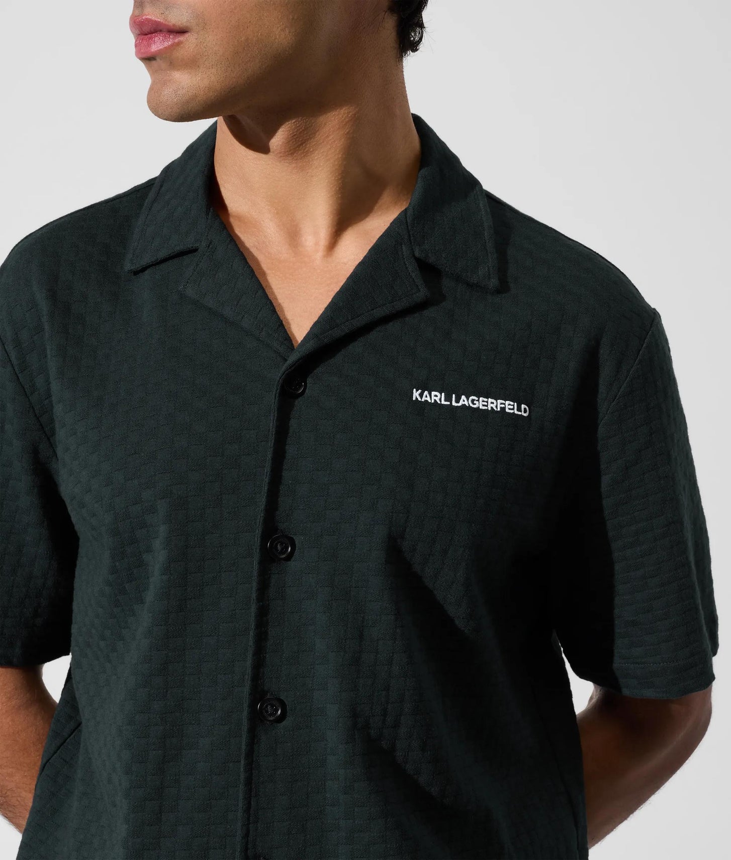 Karl Lagerfeld Checked Beach Shirt Navy