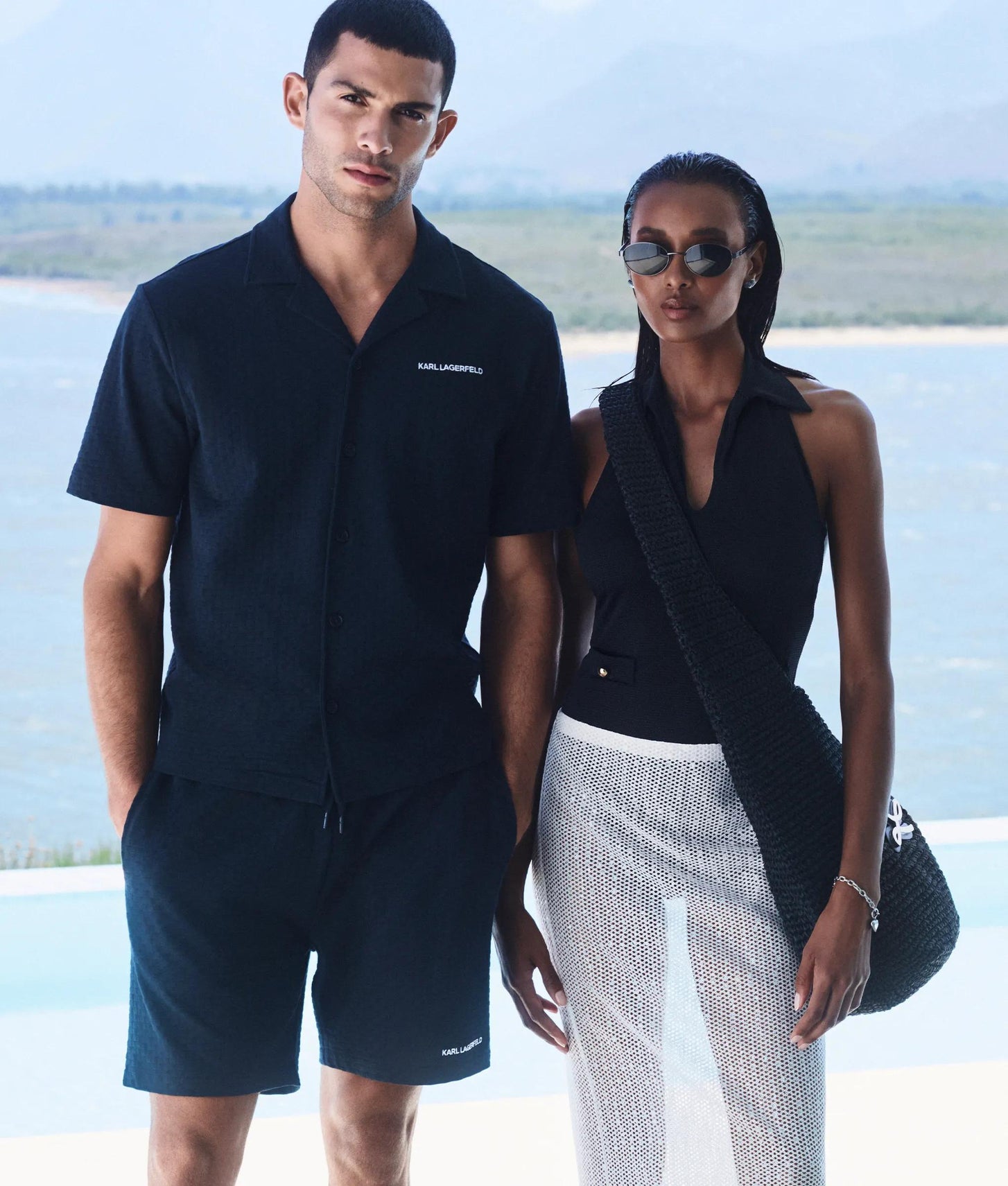 Karl Lagerfeld Checked Beach Shirt Navy
