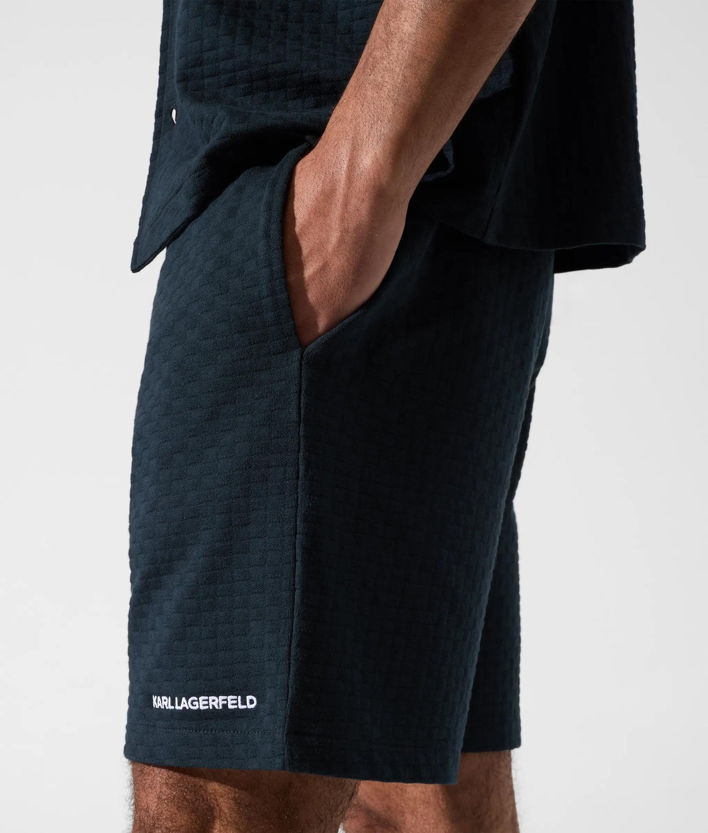Karl Lagerfeld Checked Beach Shorts Navy