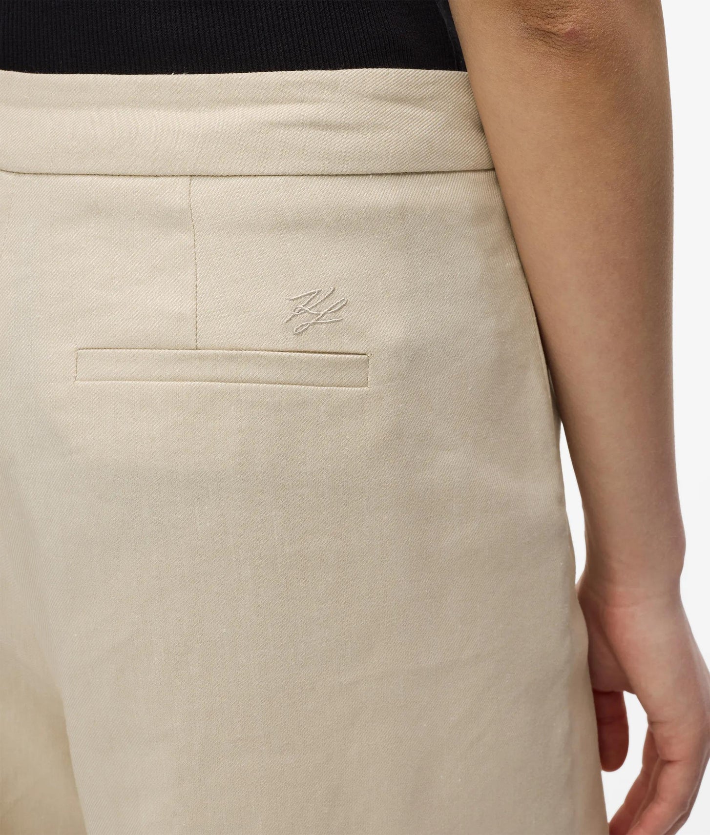 Karl Lagerfeld Wide Leg Linen Blend Pants Safari
