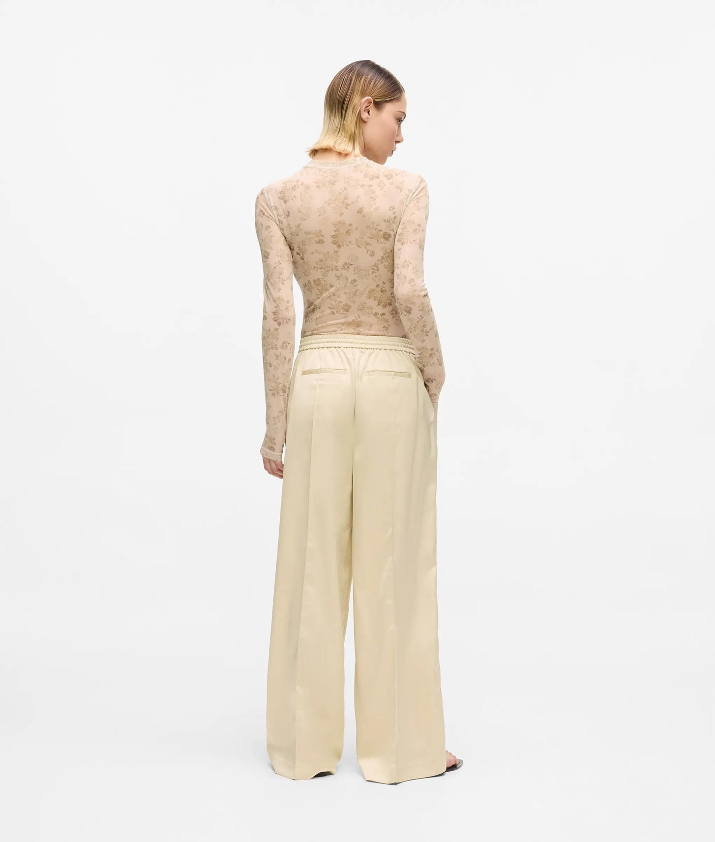 Karl Lagerfeld Wide-Leg Satin Pants Champagne