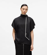 Karl Lagerfeld Linen Blend Pipelined Blouse Black