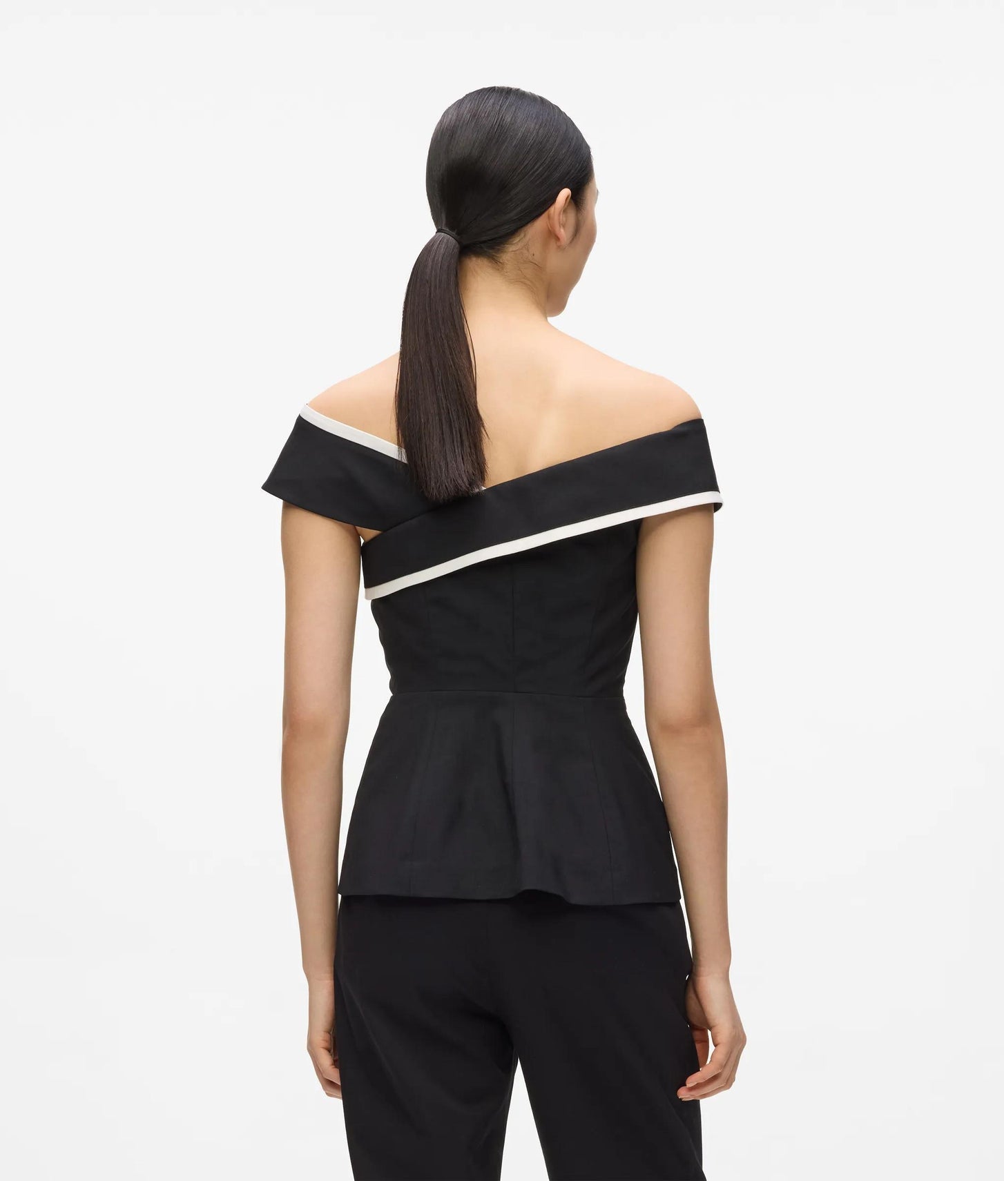 Karl Lagerfeld Tailored Off-Shoulder Top Black