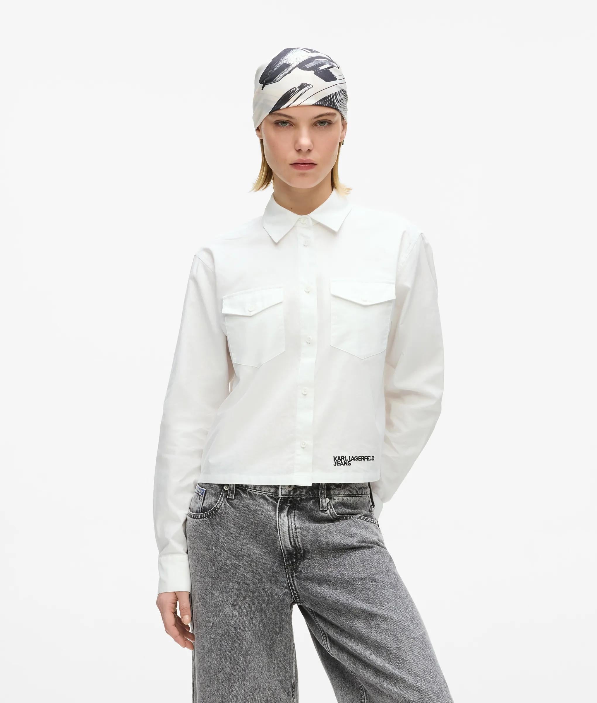 Karl Lagerfeld Logo Oxford Shirt White