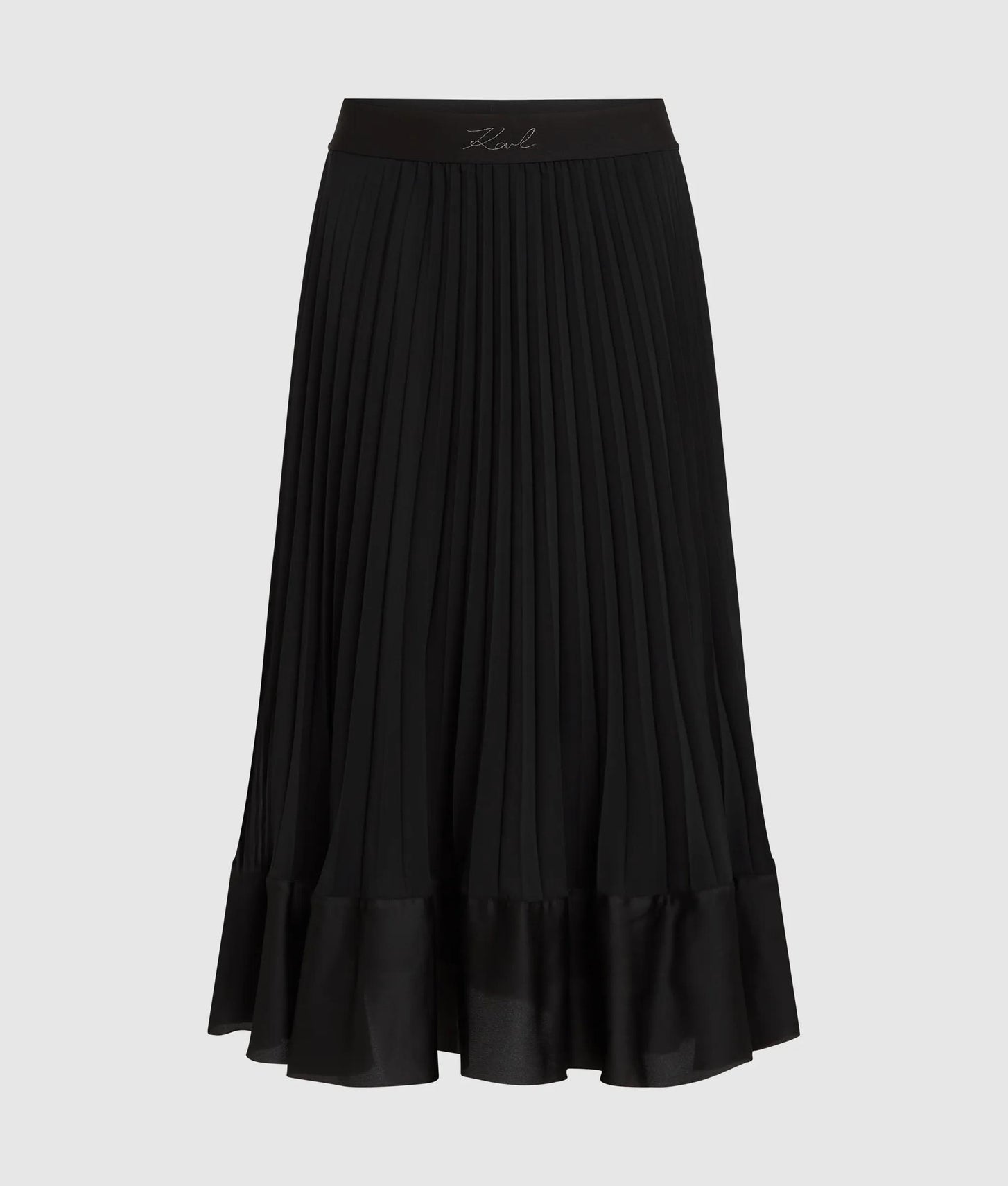 Karl Lagerfeld Satin Pleated Skirt Black