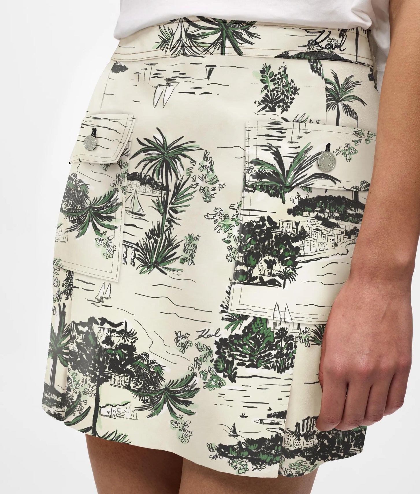 Karl Lagerfeld All-Over-Print Mini Skirt Vacances De Karl Black
