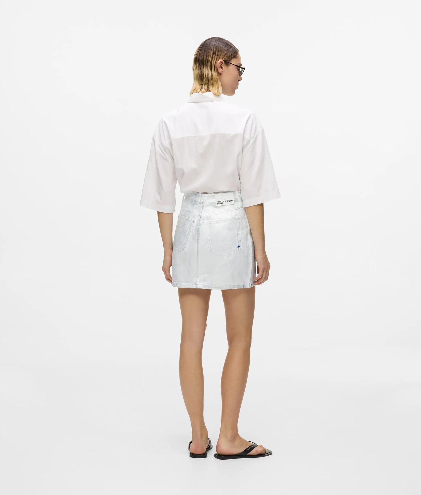 Karl Lagerfeld Metallic Silver Mini Skirt Silver