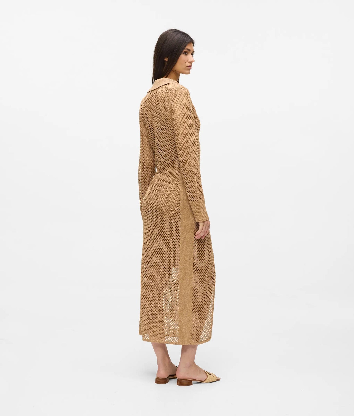 Karl Lagerfeld Crochet Knit Dress Nougat
