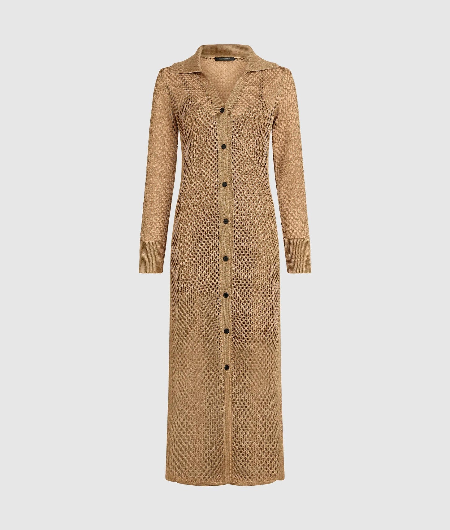 Karl Lagerfeld Crochet Knit Dress Nougat
