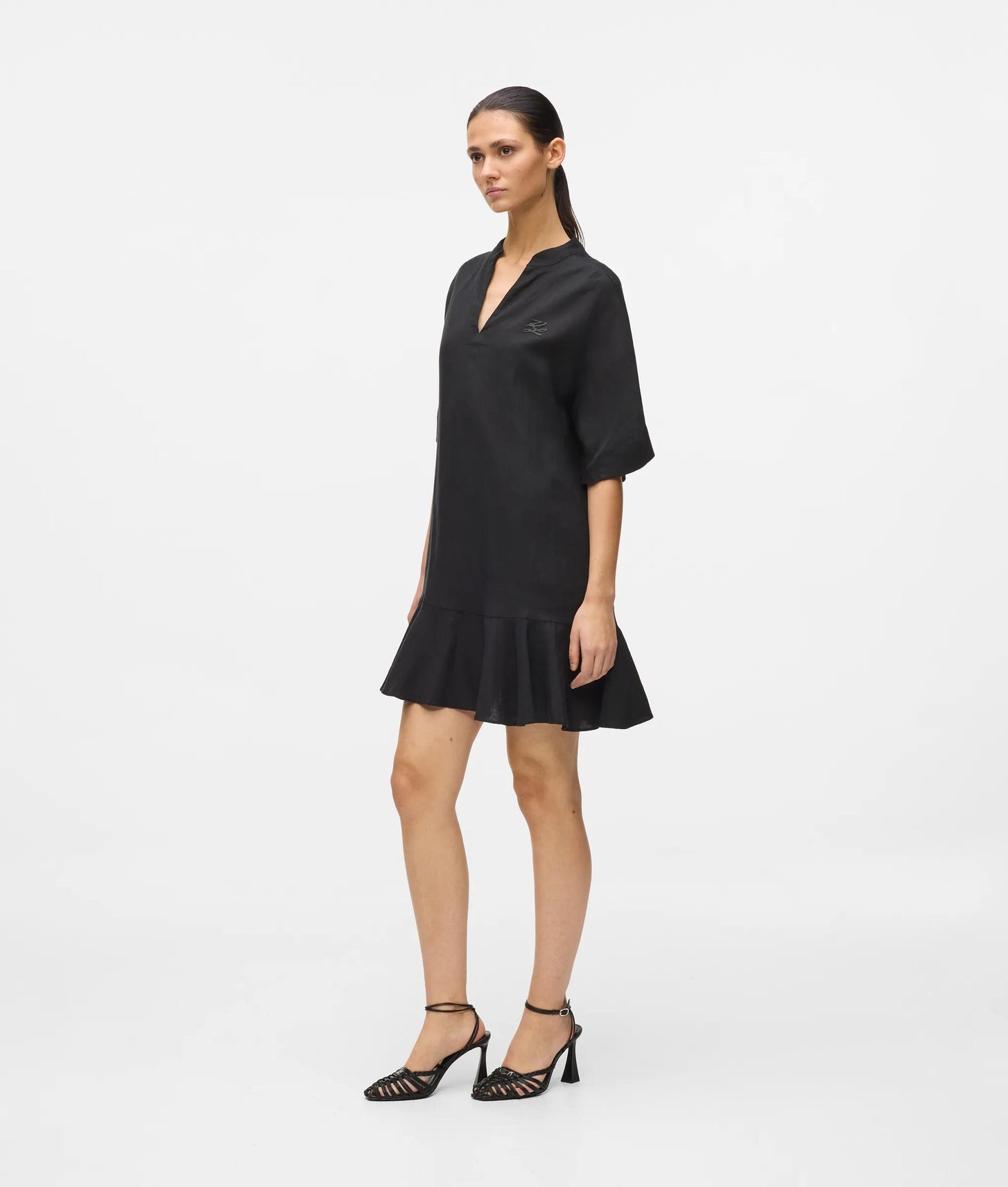 Karl Lagerfeld Linen Blend Shift Dress Black