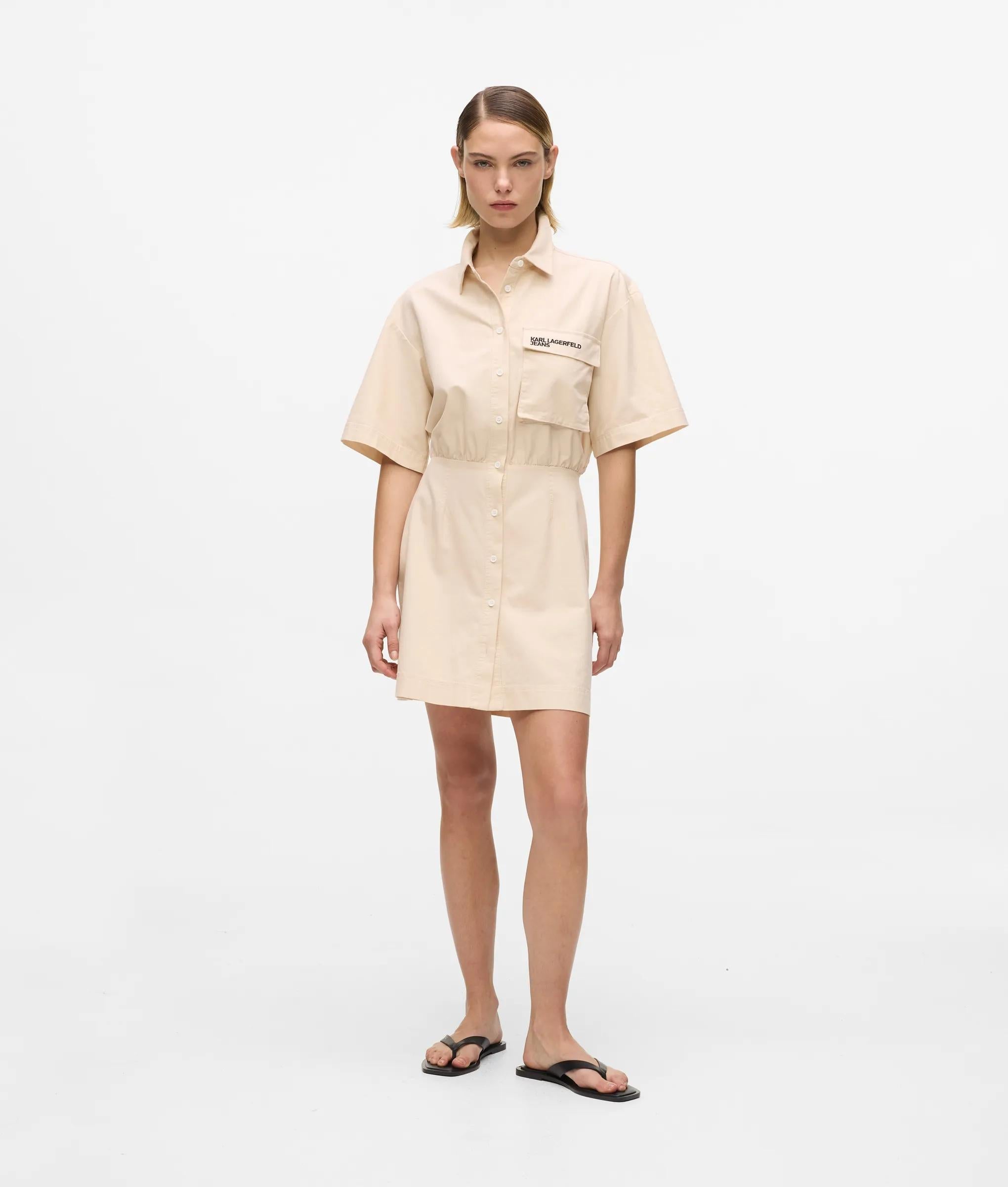 Karl Lagerfeld Short-Sleeved Utility Dress Whitecap Grey