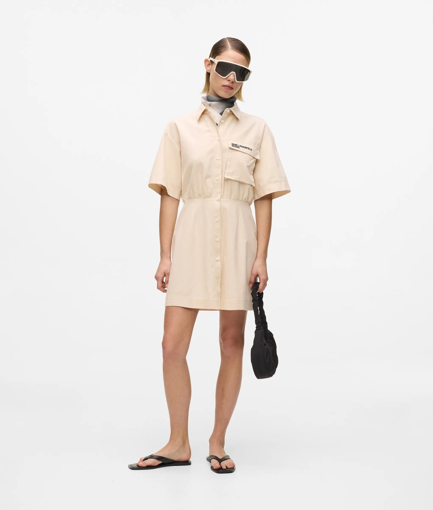 Karl Lagerfeld Short-Sleeved Utility Dress Whitecap Grey