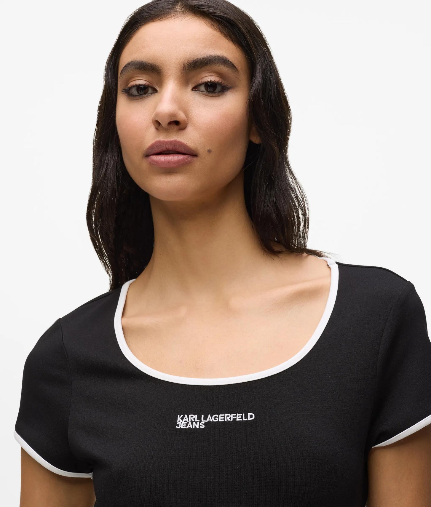 Karl Lagerfeld Short-Sleeved Fitted Dress Black
