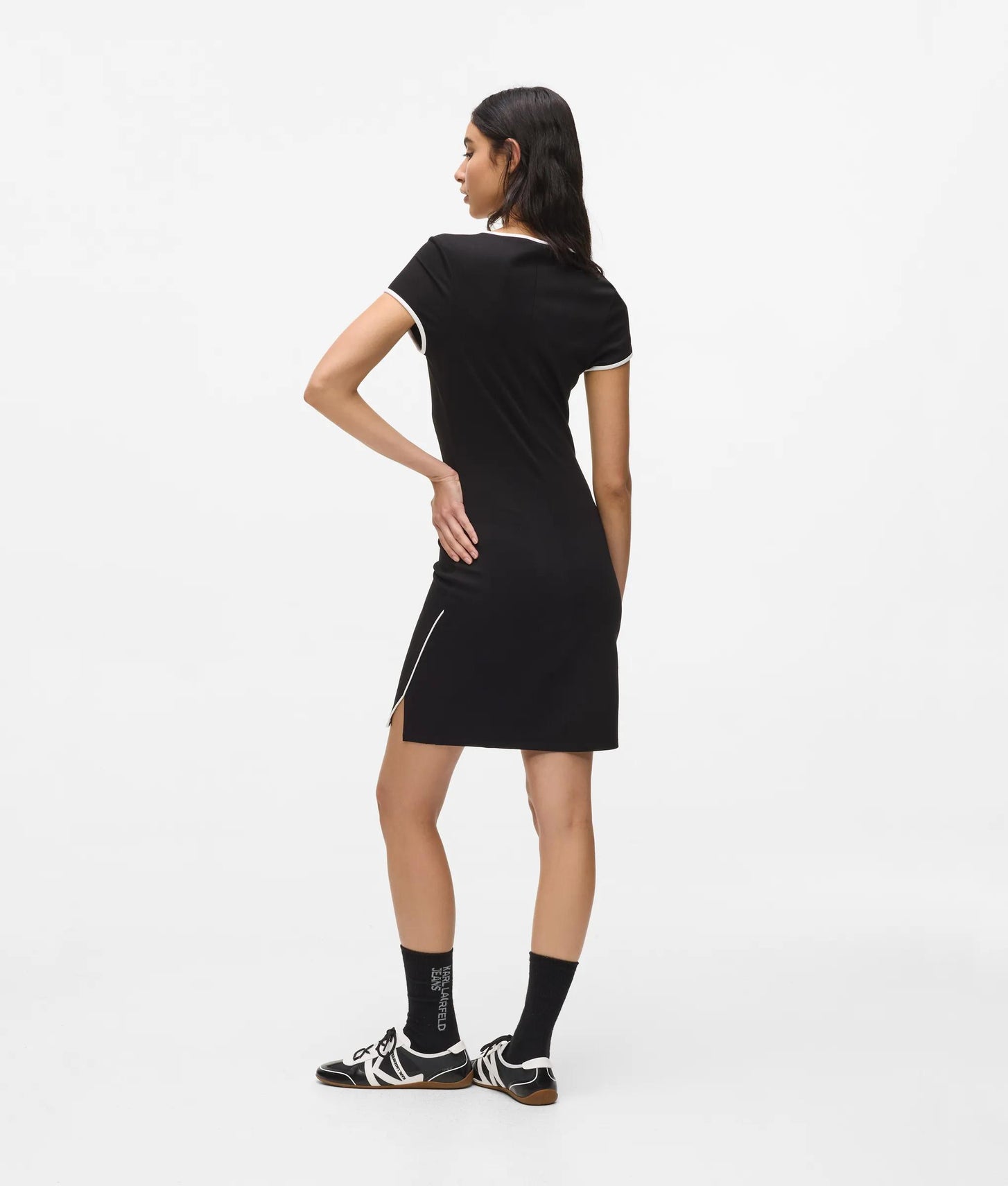 Karl Lagerfeld Short-Sleeved Fitted Dress Black