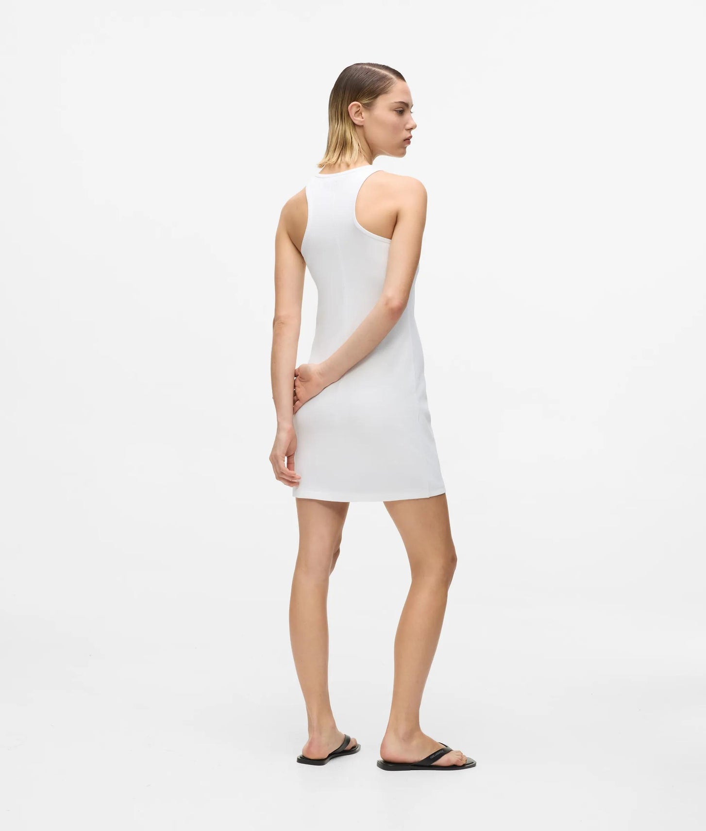 Karl Lagerfeld Ribbed Racer Dress White