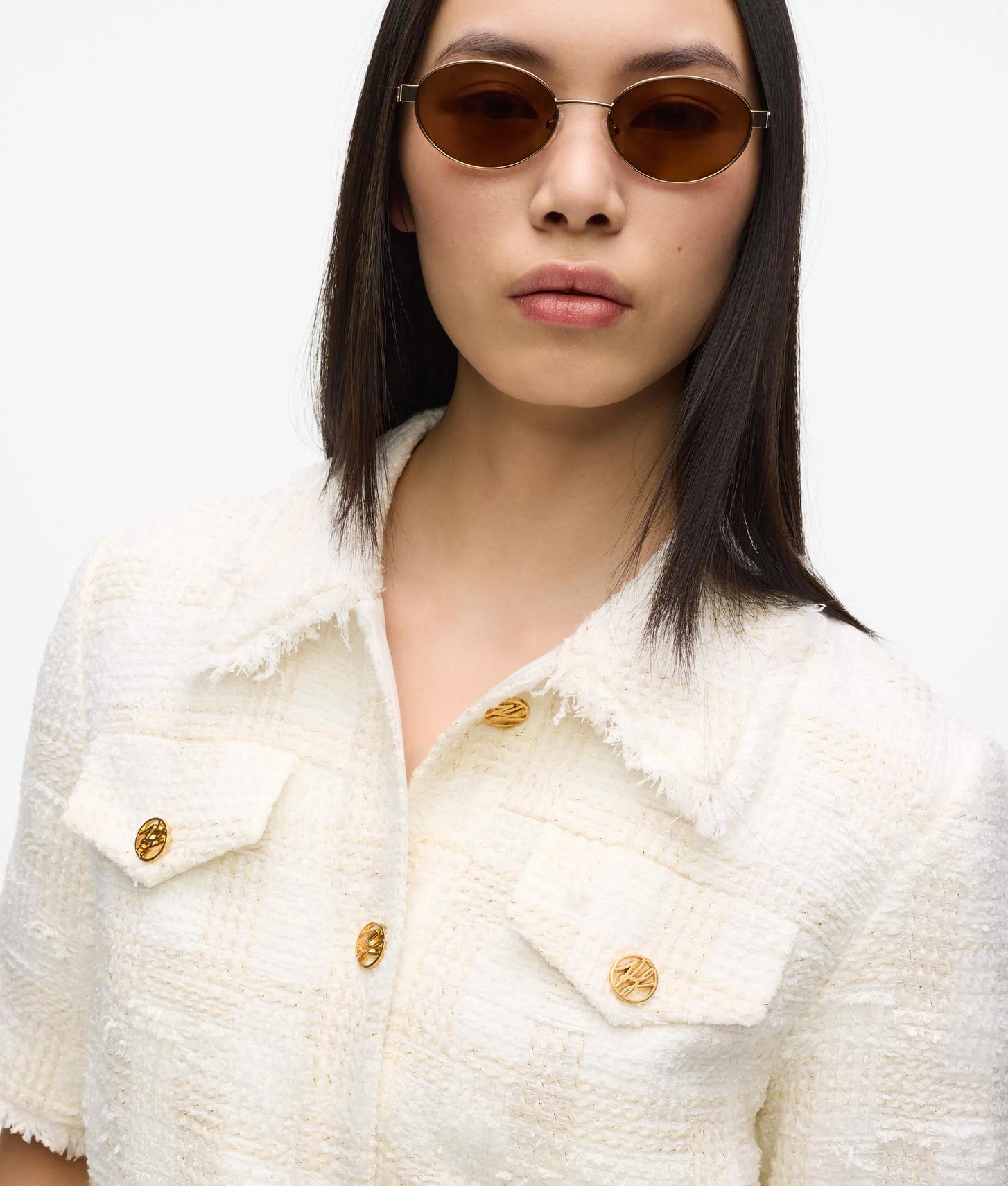 Karl Lagerfeld Short-Sleeved Bouclé Blazer Pristine