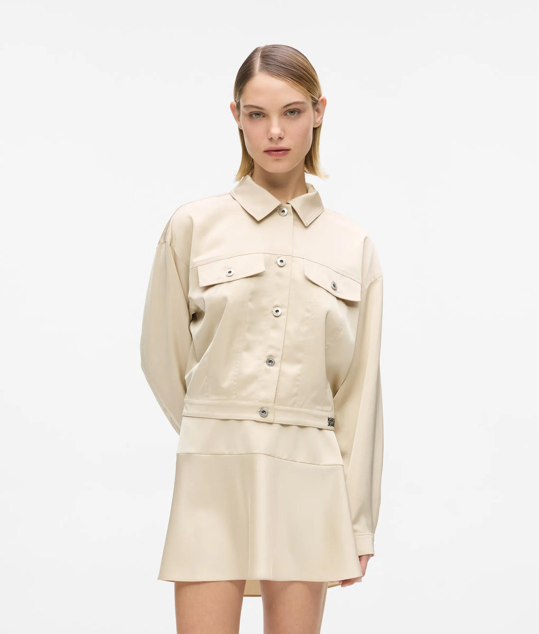 Karl Lagerfeld Satin Mini Skirt Champagne
