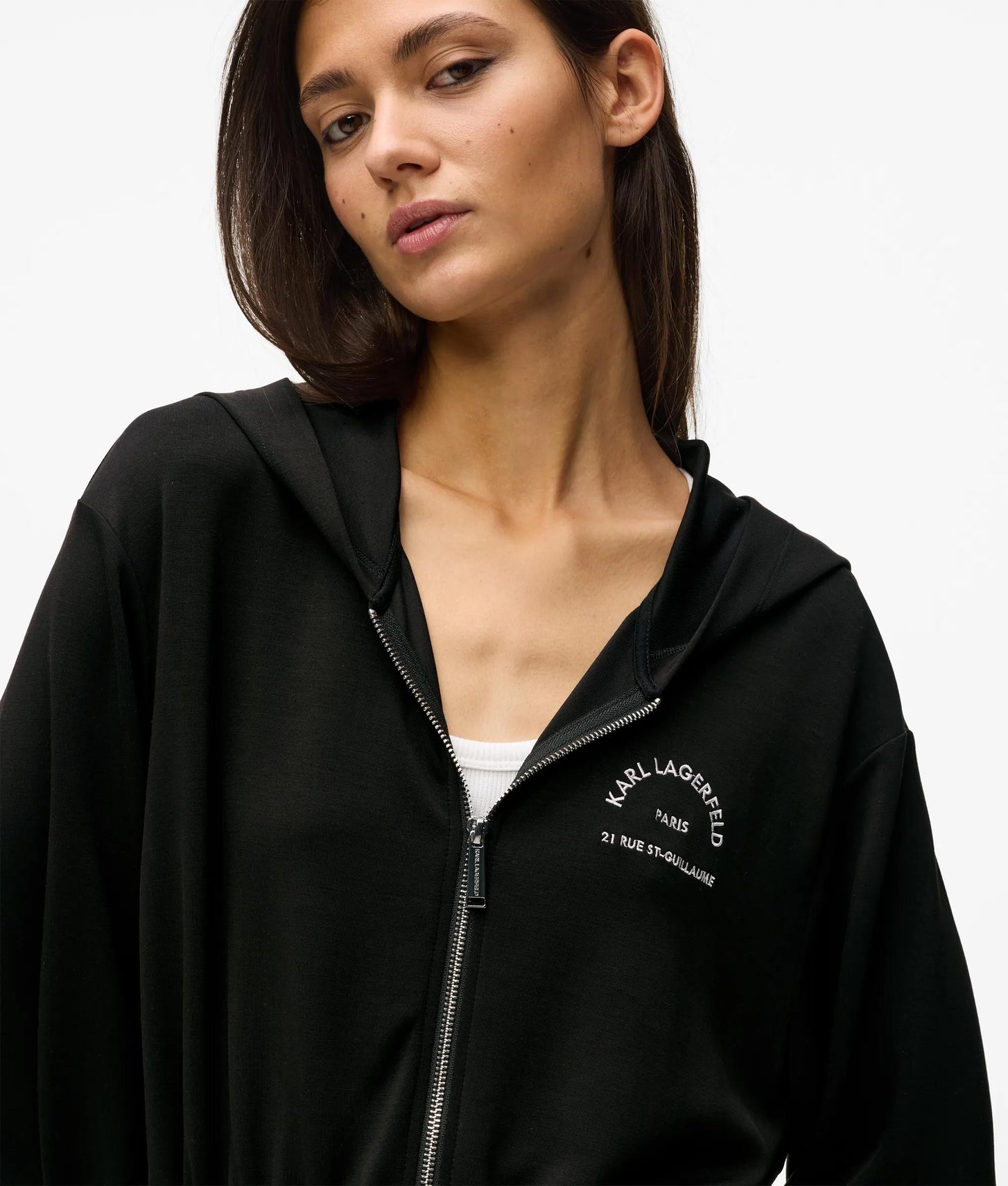 Karl Lagerfeld Rue St-Guillaume Zip-Up Hoodie Black
